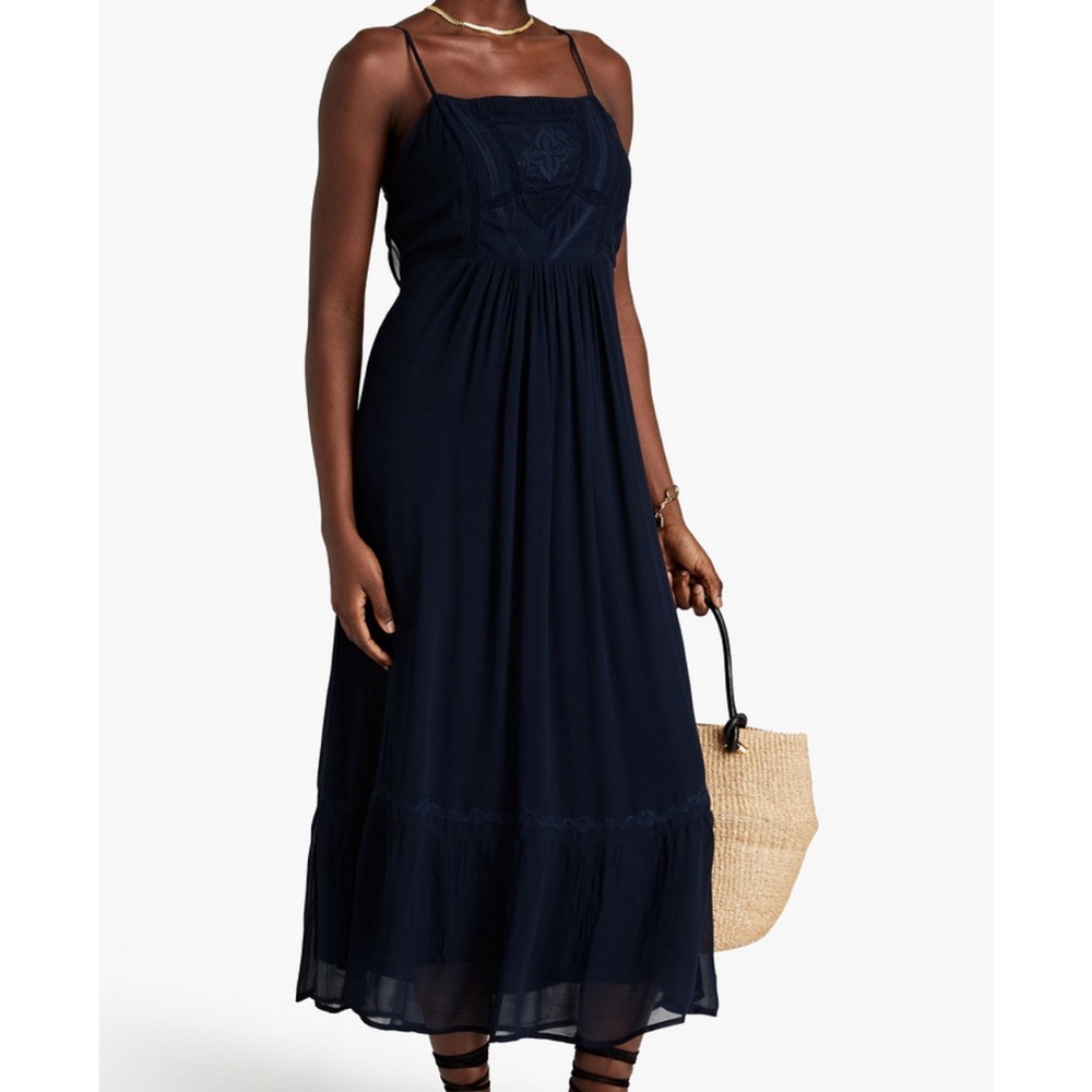 BA&SH Michele embroidered georgette midi dress NWT size 8